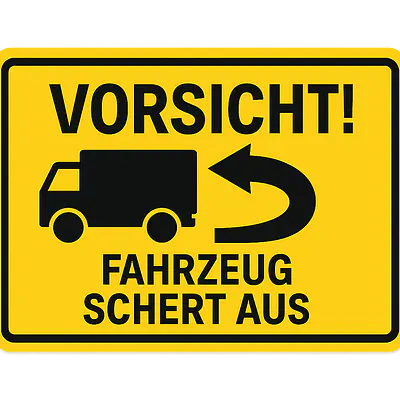 Warnaufkleber Fahrzeug schert aus – Hinweisaufkleber für Fahrzeuge primary image