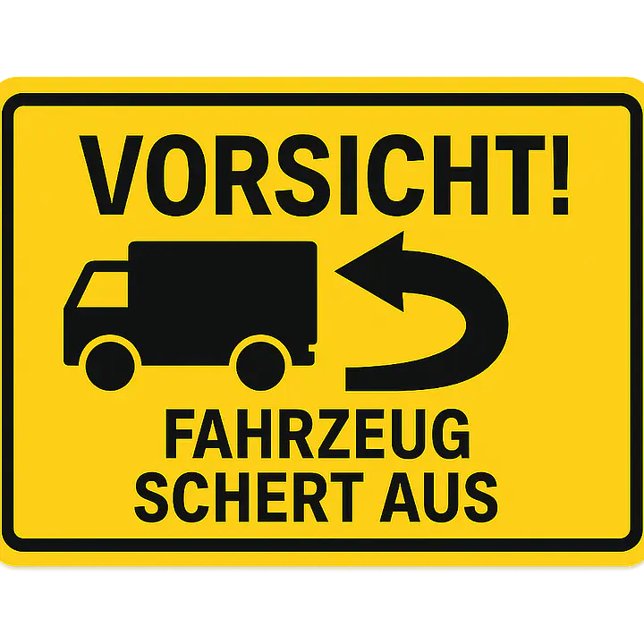 Warnaufkleber Fahrzeug schert aus – Hinweisaufkleber für Fahrzeuge - Master