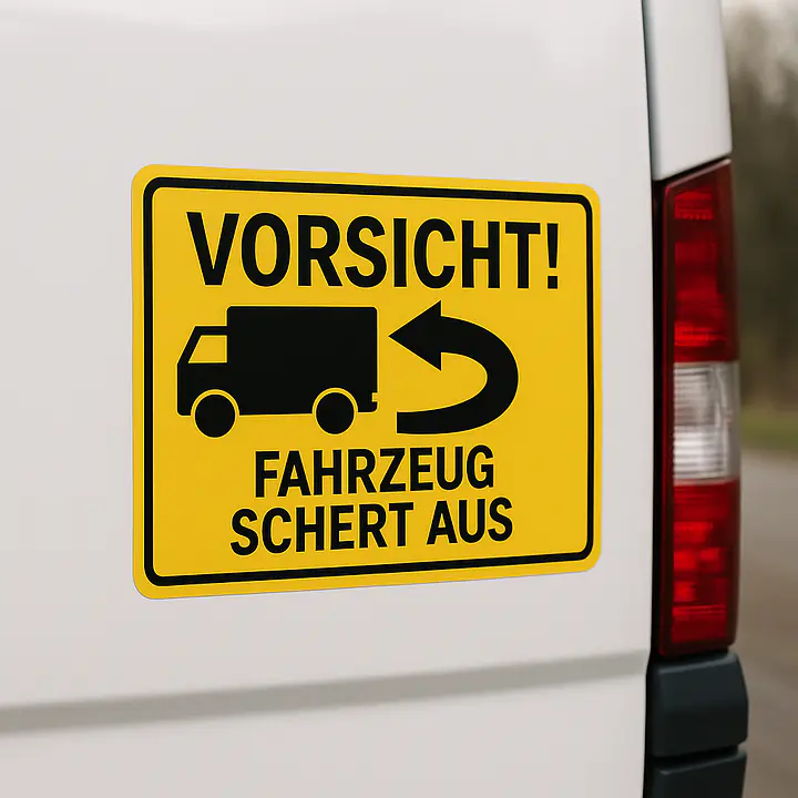 Warnaufkleber Fahrzeug schert aus – Hinweisaufkleber für Fahrzeuge - Master