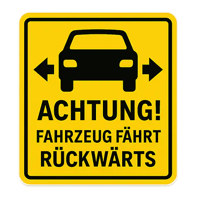 Warnaufkleber Fahrzeug fährt rückwärts – Hinweisaufkleber für Fahrzeuge primary image