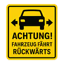Warnaufkleber Fahrzeug fährt rückwärts – Hinweisaufkleber für Fahrzeuge - Master