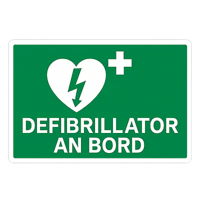 Defibrillator an Bord – Hinweisaufkleber für Fahrzeuge primary image