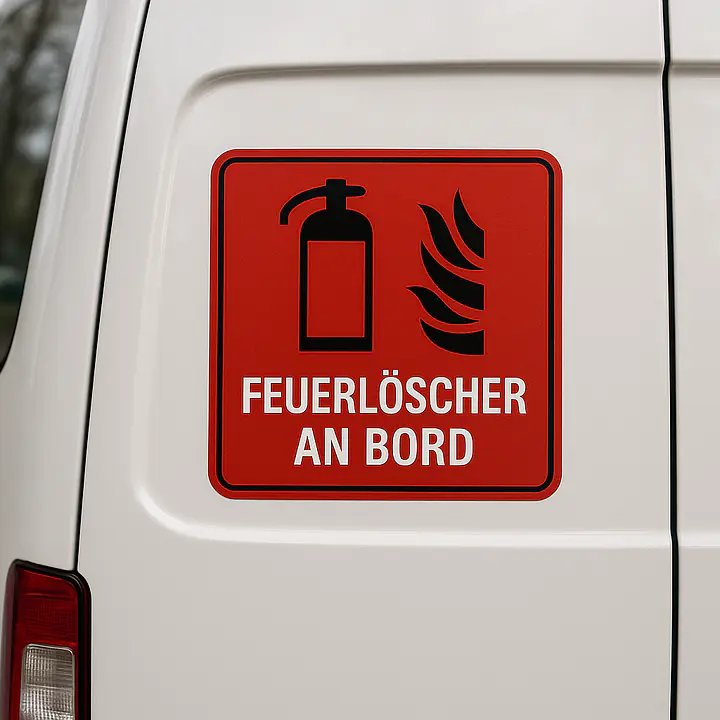Hinweisaufkleber Feuerlöscher an Bord für Fahrzeuge - Master