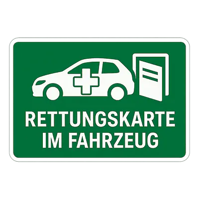 Hinweisaufkleber „Rettungskarte im Fahrzeug“ für Fahrzeuge primary image