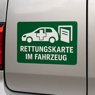 Hinweisaufkleber „Rettungskarte im Fahrzeug“ für Fahrzeuge secondary image