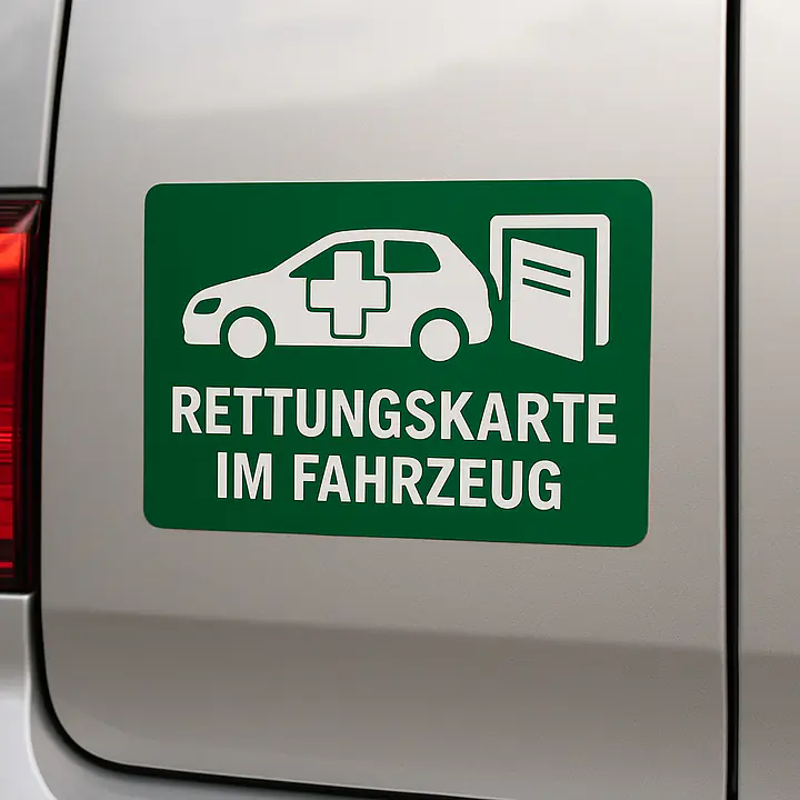 Notice Sticker "Rescue Sheet in Vehicle" for Vehicles - Master