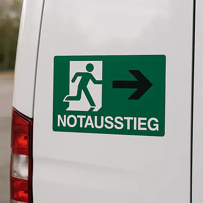 Notausstieg Hinweisaufkleber für Fahrzeuge secondary image