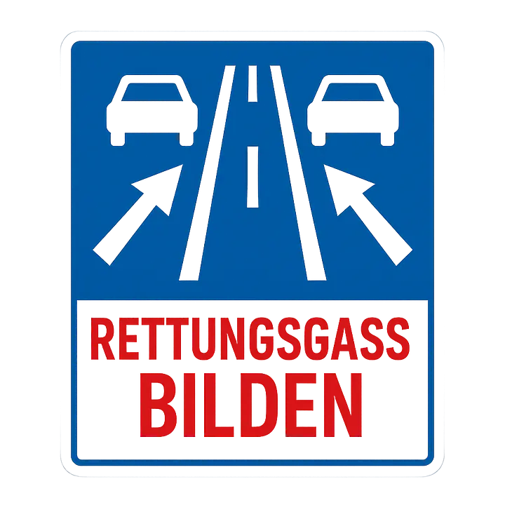 Hinweisaufkleber Rettungsgasse bilden für Fahrzeuge - Master