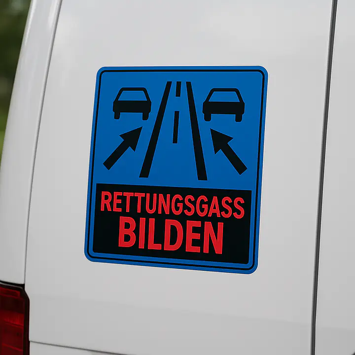 Hinweisaufkleber Rettungsgasse bilden für Fahrzeuge - Master
