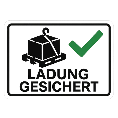 Ladung gesichert – Hinweisaufkleber für Fahrzeuge primary image