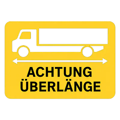 Achtung Überlänge – Warnaufkleber für Fahrzeuge primary image