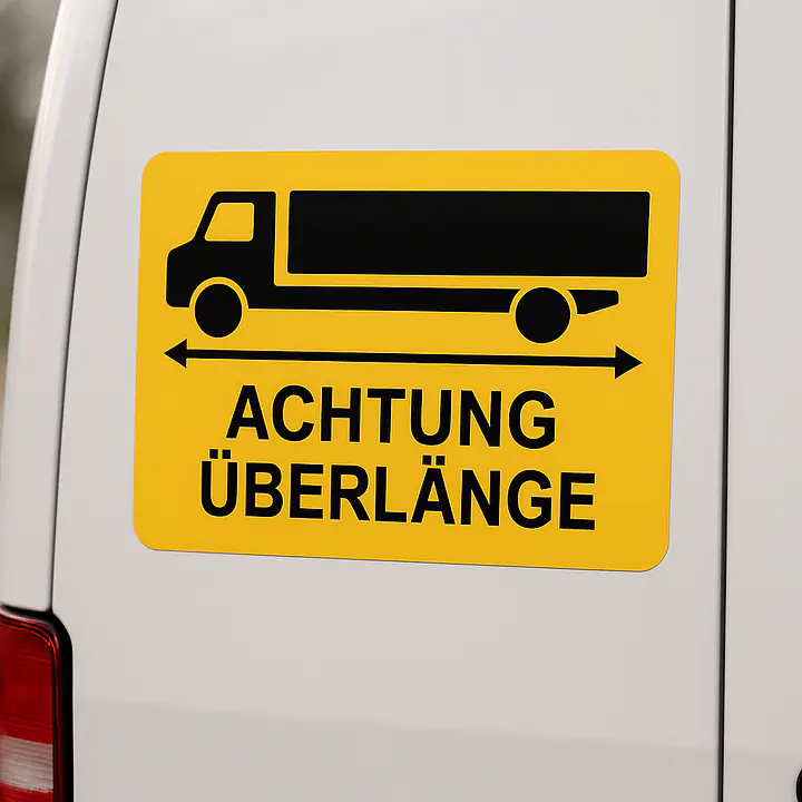 Achtung Überlänge – Warnaufkleber für Fahrzeuge - Master