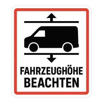 Fahrzeughöhe beachten – Warnaufkleber für Fahrzeuge primary image