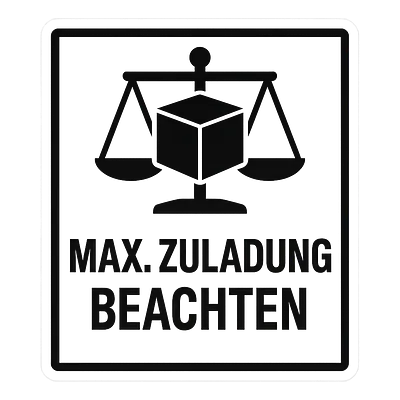 Hinweisaufkleber MAX. ZULADUNG BEACHTEN für Fahrzeuge primary image