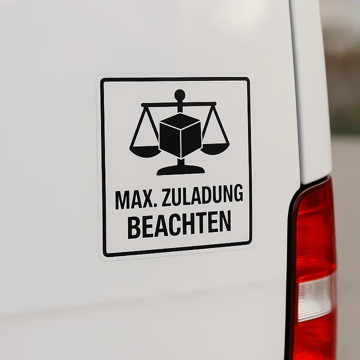Hinweisaufkleber MAX. ZULADUNG BEACHTEN für Fahrzeuge - Master