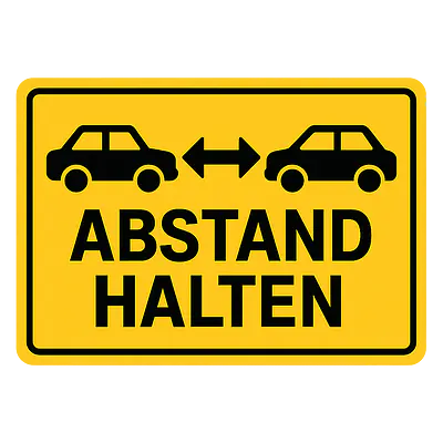 Abstand halten – Warnaufkleber für Fahrzeuge primary image