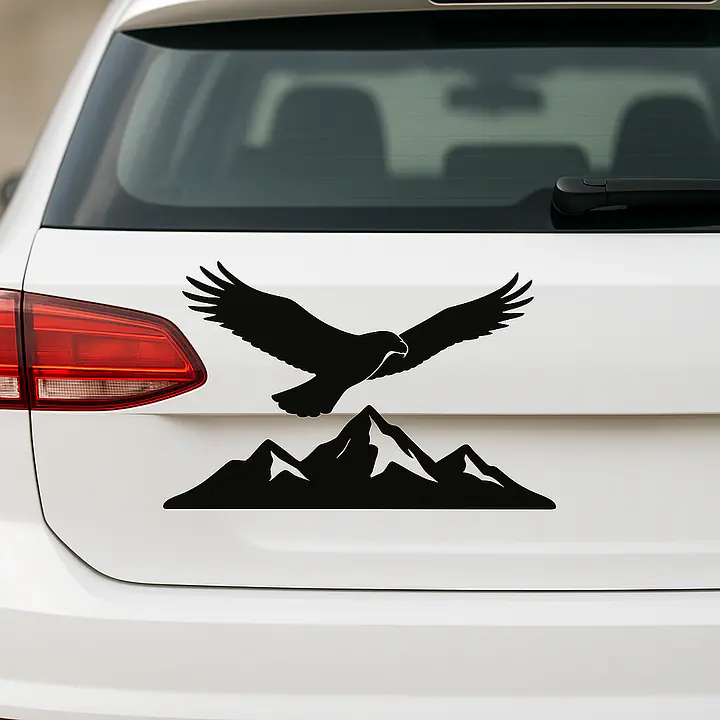 Adler über Bergen Autoaufkleber - Master