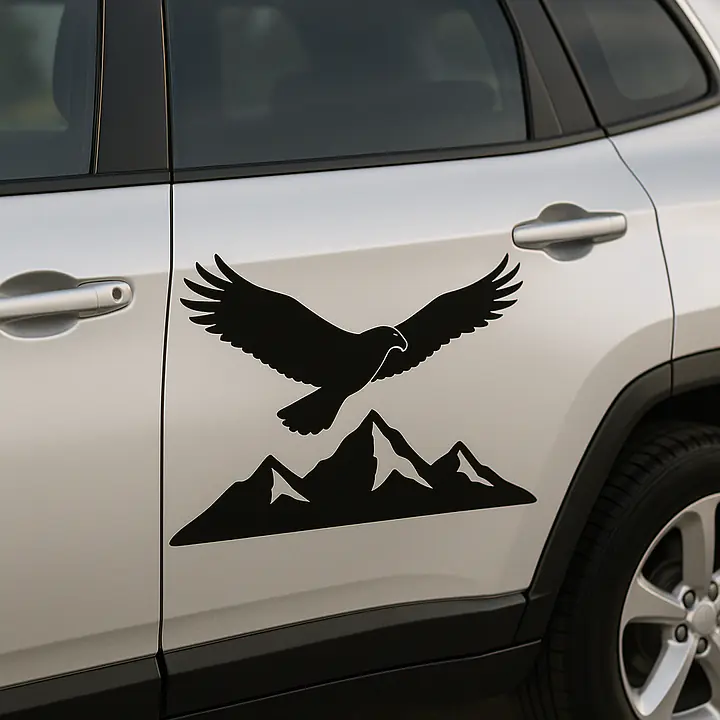 Adler über Bergen Autoaufkleber - Master
