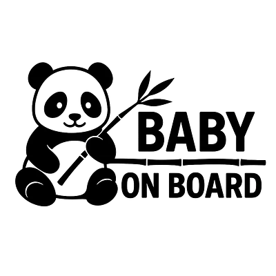 Panda Baby on Board Aufkleber Querformat primary image