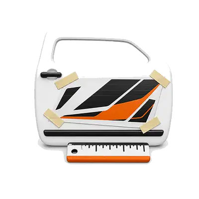 Icon for positioning and taping the sticker