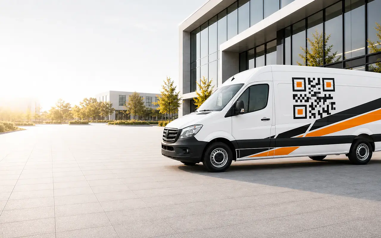 Gut lesbarer QR-Code auf einem Fahrzeug