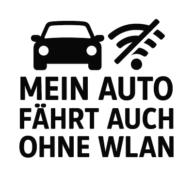 MEIN AUTO FÄHRT AUCH OHNE WLAN – Autoaufkleber mit Icon primary image