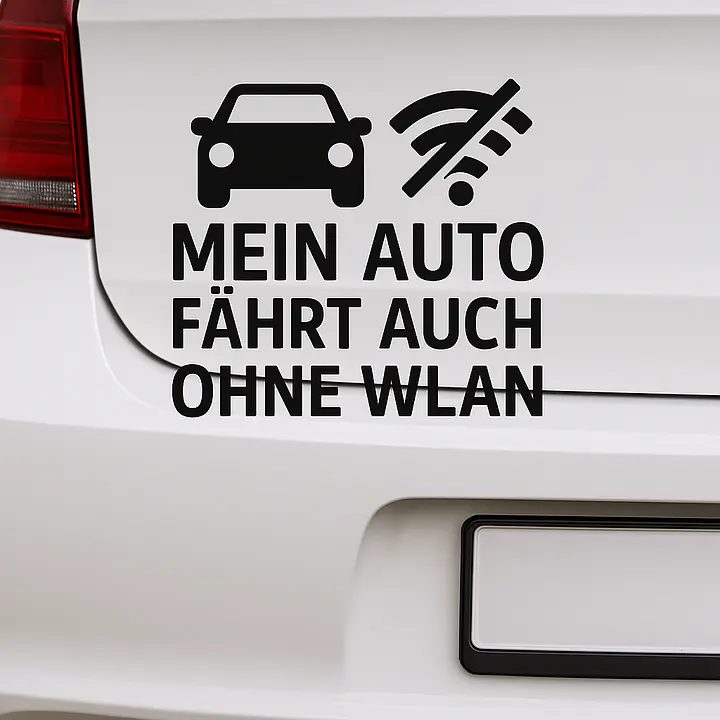 MEIN AUTO FÄHRT AUCH OHNE WLAN – Autoaufkleber mit Icon - Master