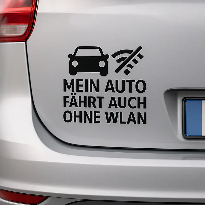 MEIN AUTO FÄHRT AUCH OHNE WLAN – Autoaufkleber mit Icon - Master