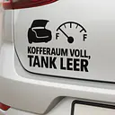 KOFFERRAUM VOLL, TANK LEER – Autoaufkleber mit Spruch und Icon - Master
