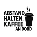 KEEP YOUR DISTANCE, COFFEE ON BOARD – Car Sticker with Coffee Cup Icon - Master