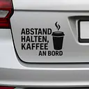 KEEP YOUR DISTANCE, COFFEE ON BOARD – Car Sticker with Coffee Cup Icon - Master