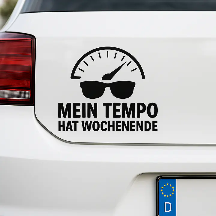 MEIN TEMPO HAT WOCHENENDE – Autoaufkleber mit Spruch und Icon - Master