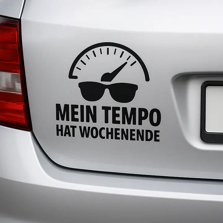 MEIN TEMPO HAT WOCHENENDE – Autoaufkleber mit Spruch und Icon - Master
