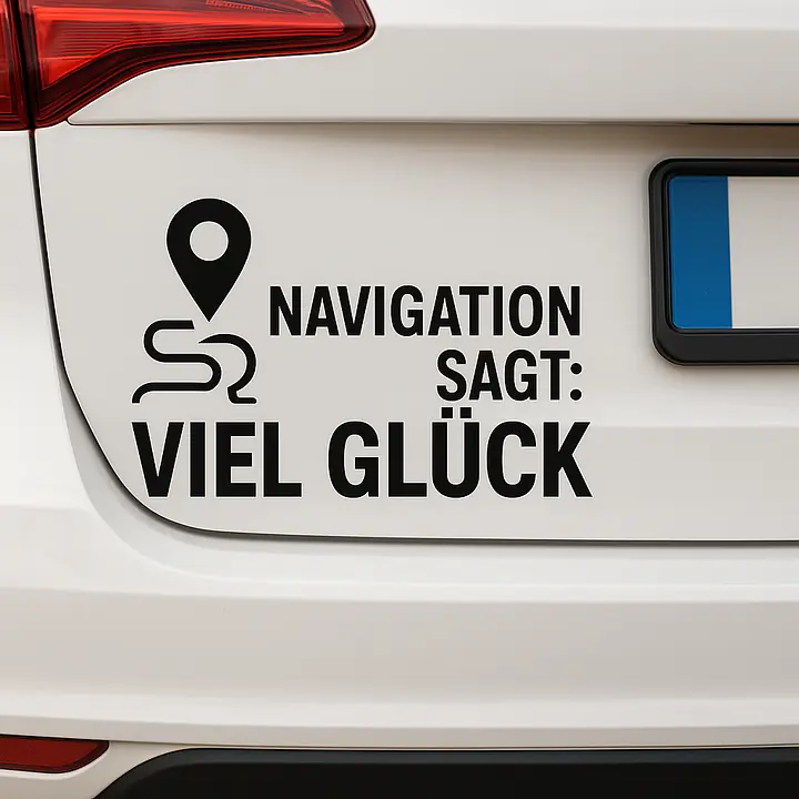 NAVIGATION SAGT: VIEL GLÜCK – Autoaufkleber mit Icon - Master