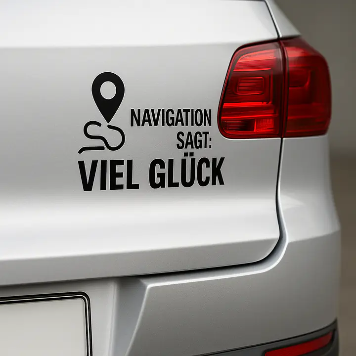 NAVIGATION SAGT: VIEL GLÜCK – Autoaufkleber mit Icon - Master