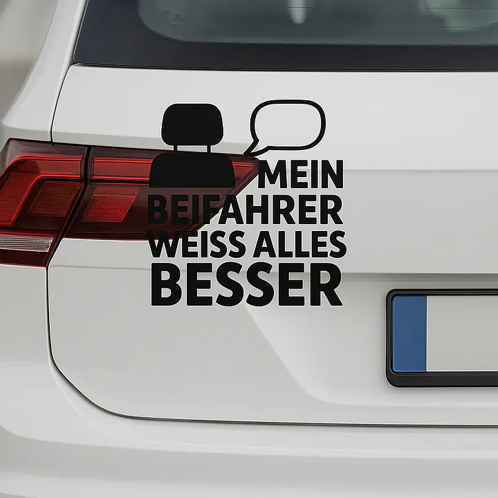 MEIN BEIFAHRER WEISS ALLES BESSER – Autoaufkleber - Master