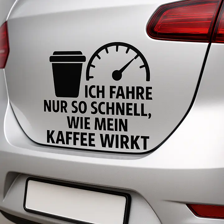 ICH FAHRE NUR SO SCHNELL, WIE MEIN KAFFEE WIRKT – Autoaufkleber - Master