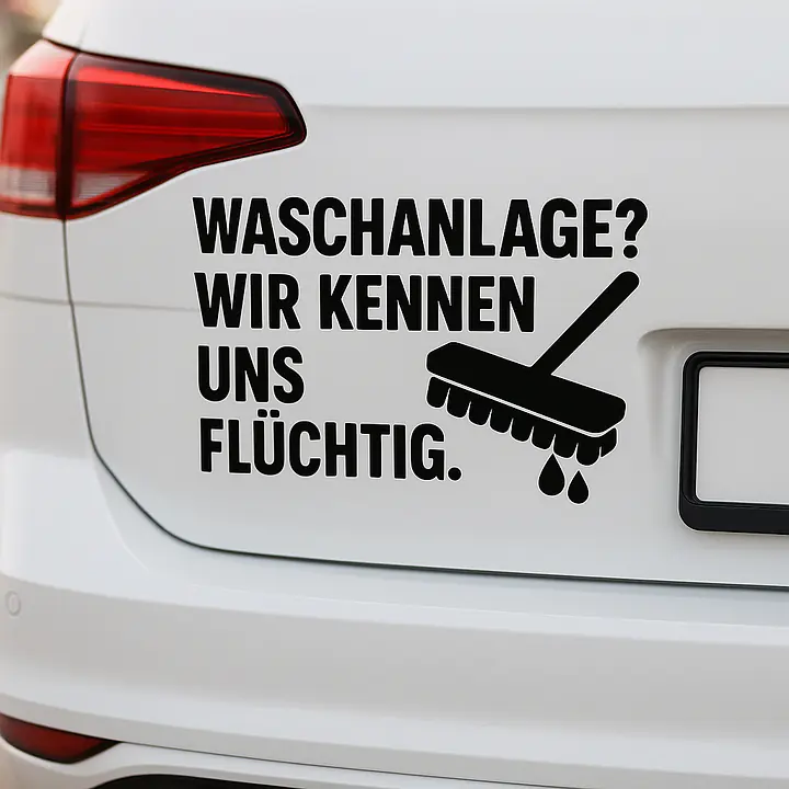 WASCHANLAGE? WIR KENNEN UNS FLÜCHTIG. Autoaufkleber - Master