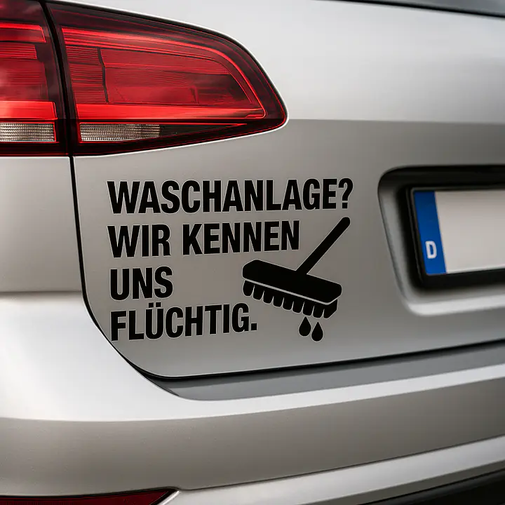 WASCHANLAGE? WIR KENNEN UNS FLÜCHTIG. Autoaufkleber - Master