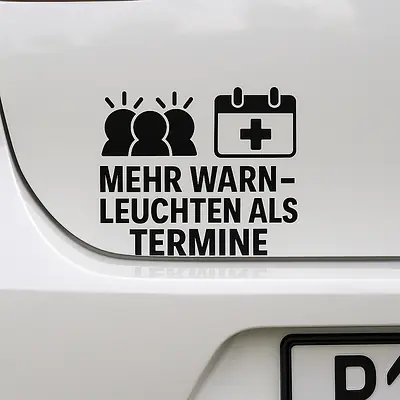 MEHR WARNLEUCHTEN ALS TERMINE – Autoaufkleber mit Icon secondary image