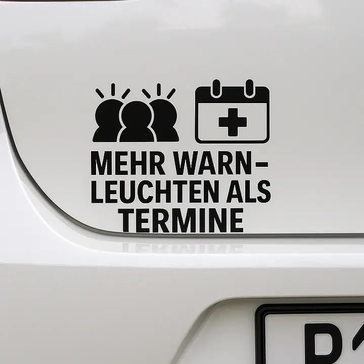 MEHR WARNLEUCHTEN ALS TERMINE – Autoaufkleber mit Icon - Master