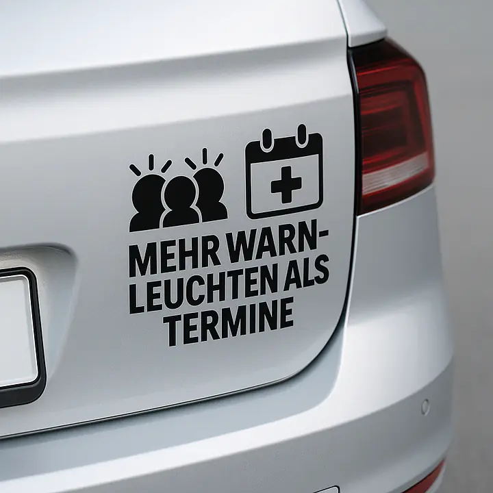 MEHR WARNLEUCHTEN ALS TERMINE – Autoaufkleber mit Icon - Master
