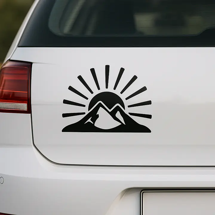 Sonnenaufgang über Bergen Autoaufkleber - Master