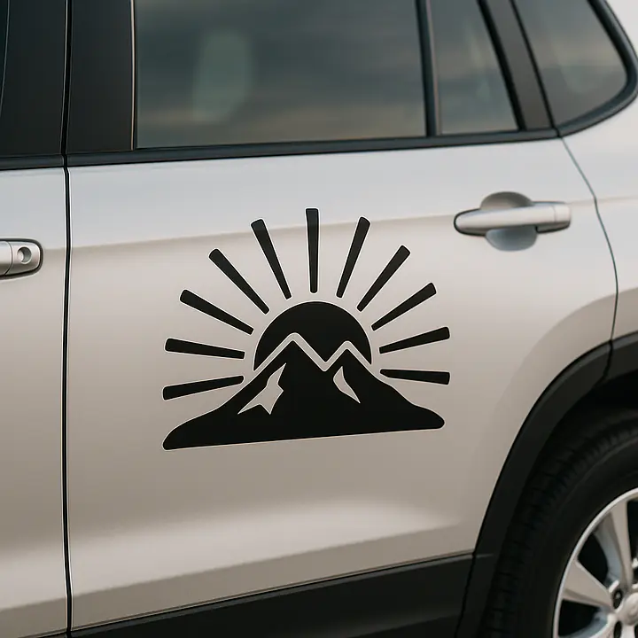 Sonnenaufgang über Bergen Autoaufkleber - Master