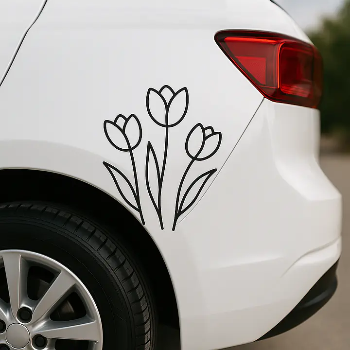 Tulip Line Art Car Sticker - Master