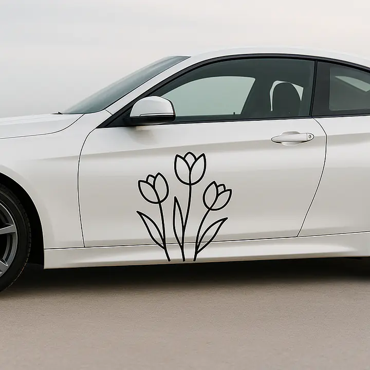 Tulip Line Art Car Sticker - Master