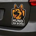 Schäferhund HUND AN BORD Autoaufkleber – vollfarbig, konturgeschnitten - Master