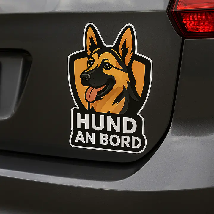 Schäferhund HUND AN BORD Autoaufkleber – vollfarbig, konturgeschnitten - Master