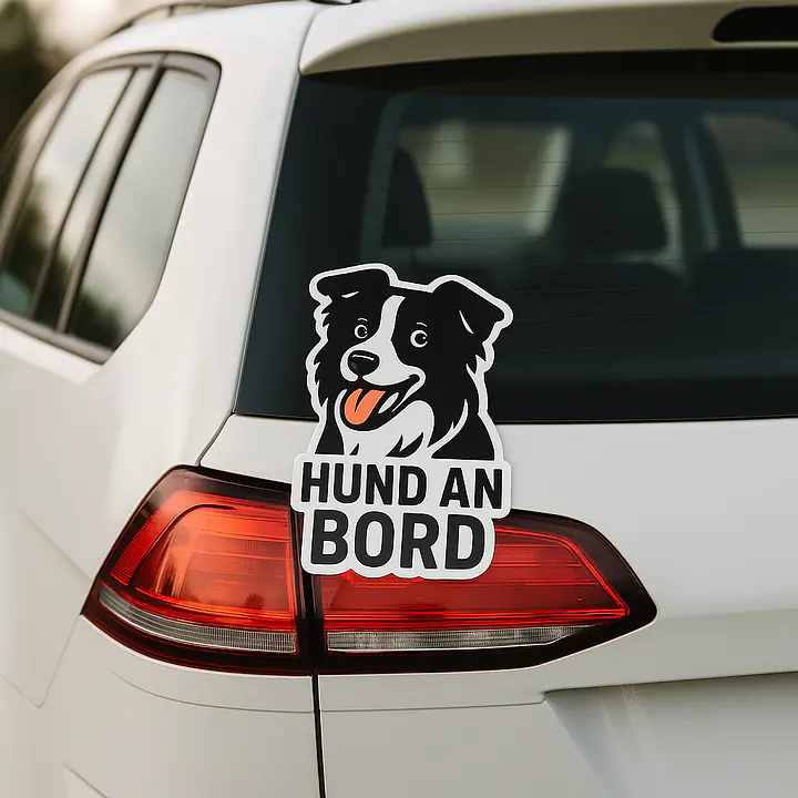 Border Collie HUND AN BORD Autoaufkleber – vollfarbig, konturgeschnitten - Master