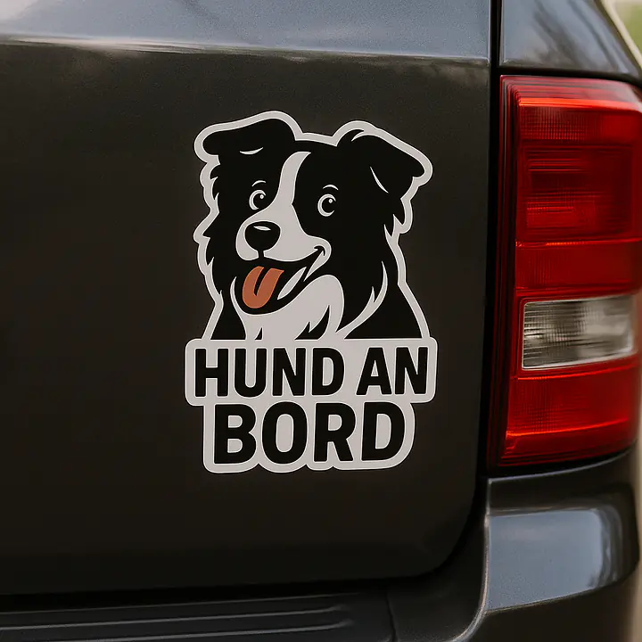 Border Collie HUND AN BORD Autoaufkleber – vollfarbig, konturgeschnitten - Master